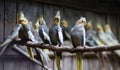 Cockatiel parrots on the branch