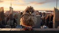 Guardian Sparrow: A Realistic Portrayal Of A Bird Overlooking The City