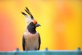 cockatiel silhouette against a colorful background