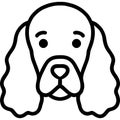 Cocker spaniel dog head front view outline icon vector AI generated Royalty Free Stock Photo
