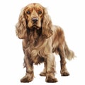 Realistic Cocker Spaniel Standing Illustration On White Background