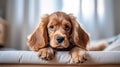 Cocker spaniel puppy lies in a dog bed. Cute puppy. Royalty Free Stock Photo