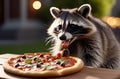 Racoon with pizza Royalty Free Stock Photo