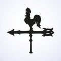 Cockerel wind vane. Vector drawing