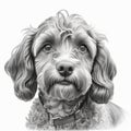 Cockerpoo black and white AI generated image looking forward Royalty Free Stock Photo