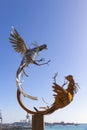 Cockfighting sculpture in Puerto del Rosario, Fuerteventura, Canary Islands, Spain