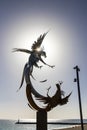 Cockfighting sculpture in Puerto del Rosario, Fuerteventura, Canary Islands, Spain