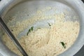 Cocking rice in the big pot