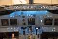 Cockpit of an airplane with flight instrument panel and controls