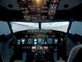 Cockpit of a Boeing 737 airplane Royalty Free Stock Photo