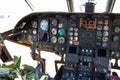 Cockpit of the Boeing Vertol CH-46 Sea Knight of the United States Marine Corps landed on the beach at Coney Island in Brooklyn