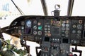 Cockpit of Boeing Vertol CH-46 Sea Knight of the United States Marine Corps landed on the beach at Coney Island in Brooklyn