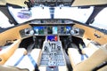 Cockpit of Bombardier Global 6000 executive jet at Singapore Airshow Royalty Free Stock Photo