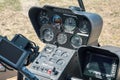 Cockpit control panel dashboard gauges controls of Robinson R66 Royalty Free Stock Photo