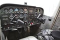 Cockpit detail. Cockpit of a small aircraft