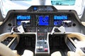 Cockpit of an Embraer Phenom 300 business jet at Singapore Airshow Royalty Free Stock Photo