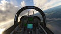 Cockpit FA-18 Super Hornet Fighter Jet Plane Flying Over The Sky