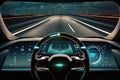 Cockpit of futuristic car concept. Autonomous car. Self driving vehicle. Autopilot Royalty Free Stock Photo