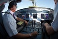 Cockpit of jet aircraft in flight Royalty Free Stock Photo