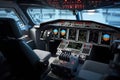 Cockpit of modern civil airplane. Plane cabin. Generative AI Royalty Free Stock Photo