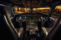 Cockpit of modern civil airplane. Plane cabin. Generative AI Royalty Free Stock Photo