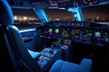 Cockpit of modern civil airplane. Plane cabin. Generative AI Royalty Free Stock Photo