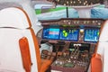 Cockpit of a passenger airliner for simulation and training of future pilots Royalty Free Stock Photo