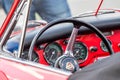 Red classic Porsche 356 cockpit Royalty Free Stock Photo