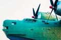 cockpit and propeller blades of an old vintage cargo plane Royalty Free Stock Photo