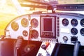 Cockpit of small airplane . Royalty Free Stock Photo