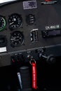 Cockpit of a small electric aircraft ok-wau 08, Prague, Czechia, November 2019.