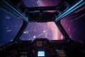 Cockpit space battle ship. Generate Ai Royalty Free Stock Photo