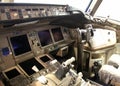 Cockpit of Transaero Boeing 747, Griffiss International Airport, Rome, NY Royalty Free Stock Photo