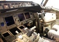 Cockpit of Transaero Boeing 747, Griffiss International Airport, Rome, NY Royalty Free Stock Photo