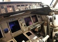 Cockpit of Transaero Boeing 747, Griffiss International Airport, Rome, NY Royalty Free Stock Photo