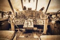 Cockpit view of the old retro plane Royalty Free Stock Photo