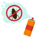 Cockroach bug spray. Insecticide sprayed on insect pest, harmful beetles control and hygiene from bad insects vector illustration Royalty Free Stock Photo