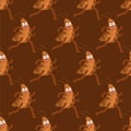 Cockroach cartoon pattern seamless. House beetle run background. vector texture Royalty Free Stock Photo