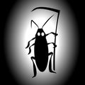 Cockroach Death. Vector illustration for insect control services. Terrible mystical mystery.