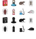 Cockroach and equipment for disinfection black,cartoon icons in set collection for design. Pest Control Service vector Royalty Free Stock Photo