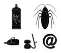 Cockroach and equipment for disinfection black icons in set collection for design. Pest Control Service vector symbol Royalty Free Stock Photo