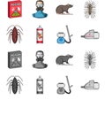 Cockroach and equipment for disinfection cartoon,monochrome icons in set collection for design. Pest Control Service