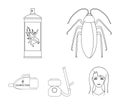 Cockroach and equipment for disinfection outline icons in set collection for design. Pest Control Service vector symbol Royalty Free Stock Photo