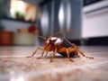 Cockroach on the floor of a kitchen