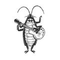 Cockroach guitar sketch vector illustration