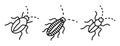 Cockroach icons set, outline style