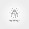 Cockroach insect line art logo vector symbol illustration design