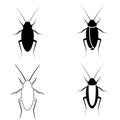 Cockroach insect vector icons set. pest illustration symbol collection. Royalty Free Stock Photo