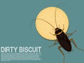 A cockroach is occupying a piece of biscuit
