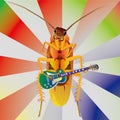 Cockroach play guitar Royalty Free Stock Photo